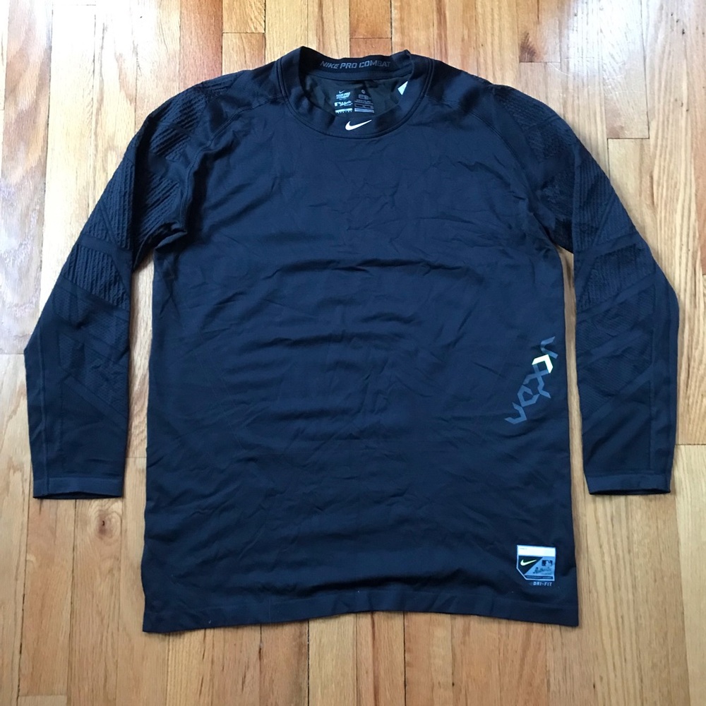 Nike Pro Combat MLB Fitted Black Long Sleeve Tee XL